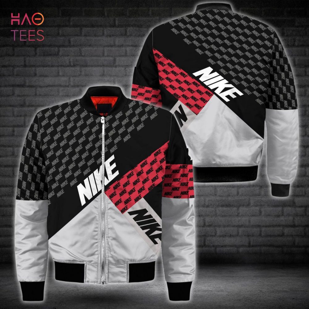 Best Nike Luxury Brand Stripe Red Black Bomber Jacket Limited Edition