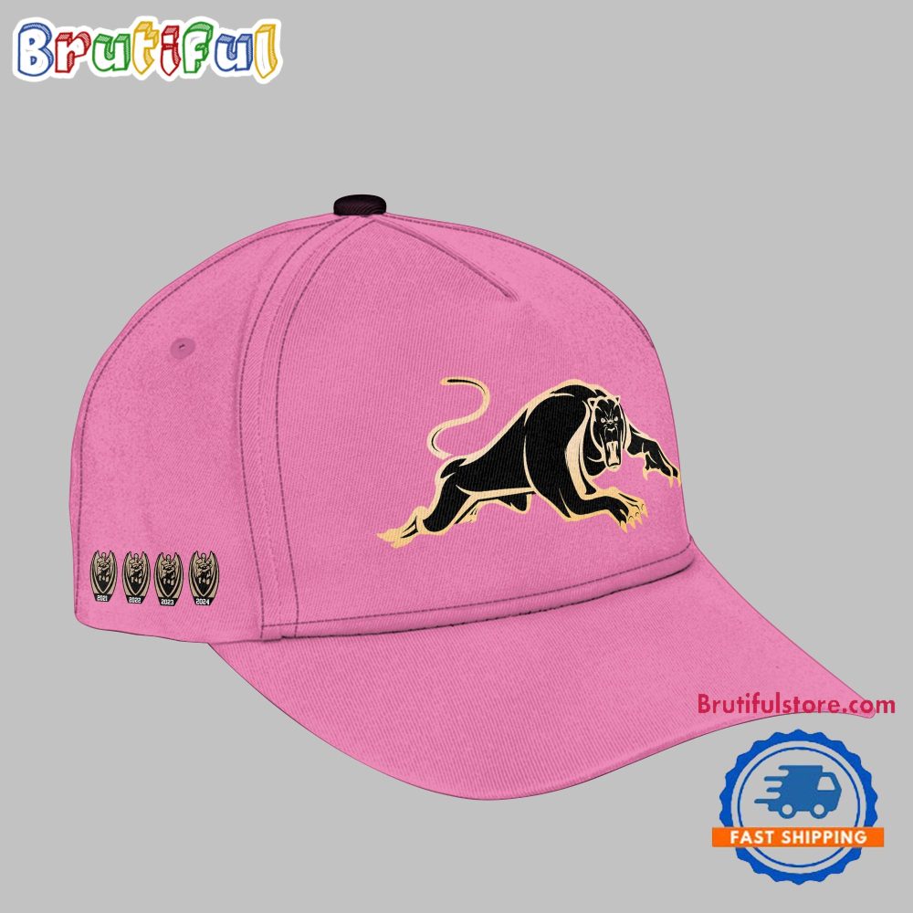 Penrith Panthers Nrl Champions 2024 Premiers 4 In A Row Signature Pink Design Cap Hats