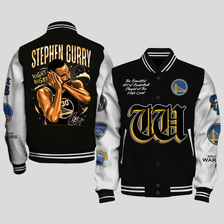 Stephen Curry Night Night V4 Varsity Jacket, Baseball Jacket