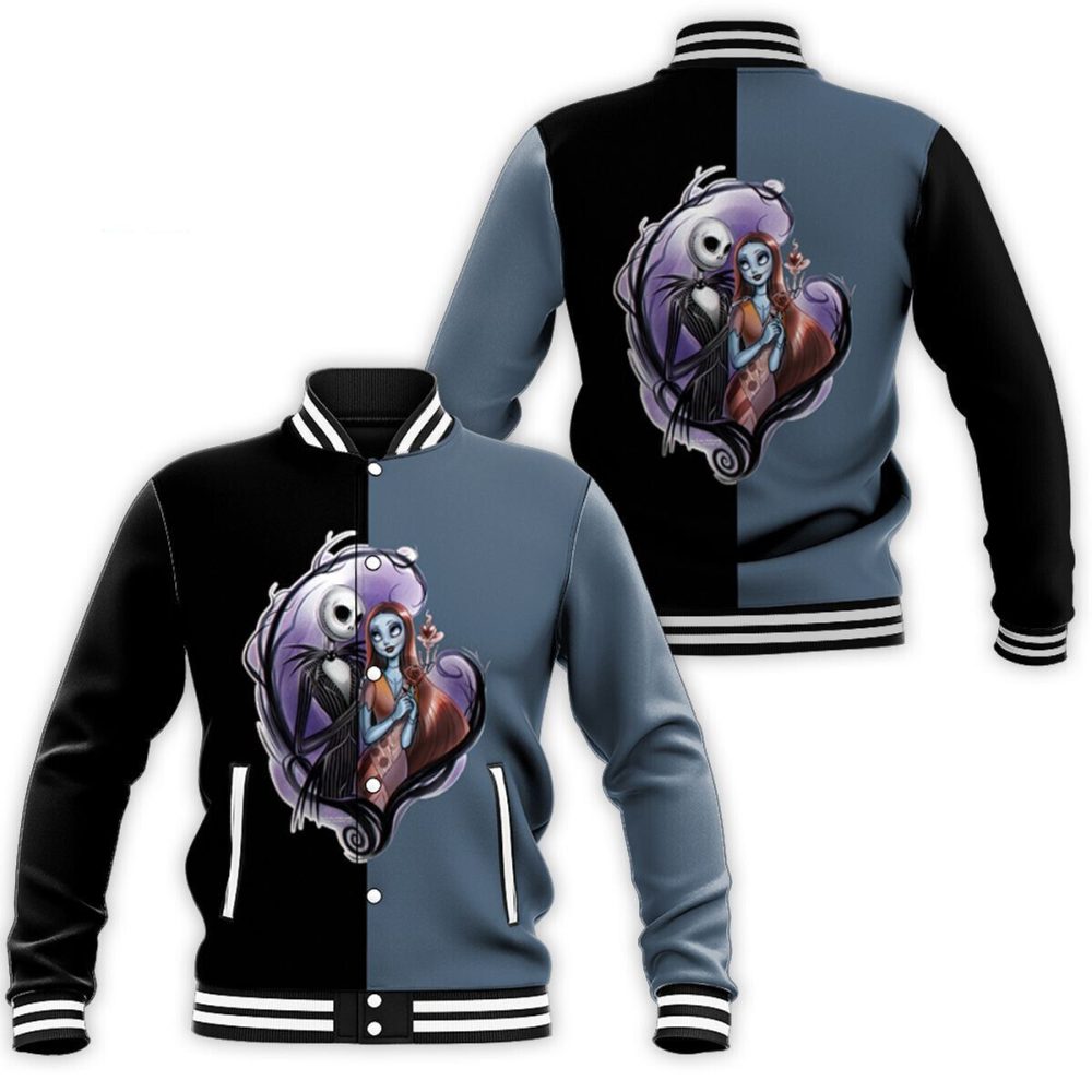 Jack Skellington And Sally Nightmare Couple Before Xmas Baseball Jacket