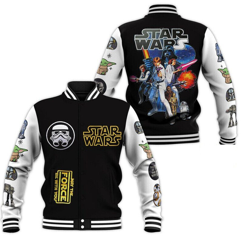 Star Wars Movie Characters May The Force Be With You Baseball Jacket