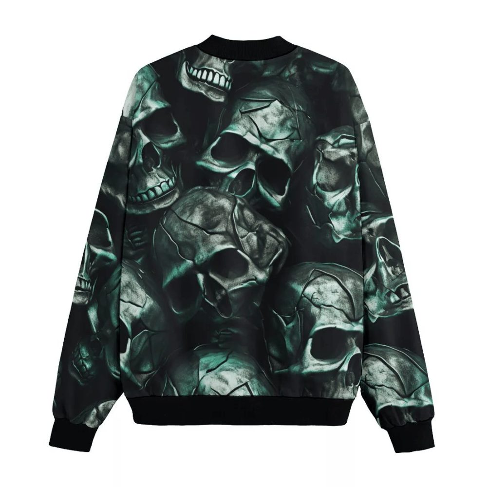 Skull Bomber Jacket Scary Broken Skull Pattern Bomber Black Green Unisex Jacket Jacket