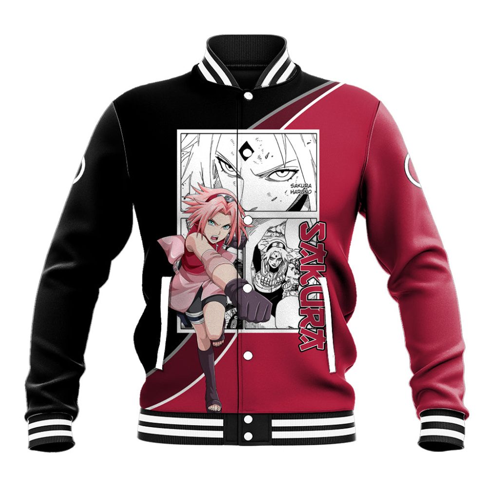Sakura Haruno - Naruto Baseball Jacket Anime Mix Manga Style Ts04