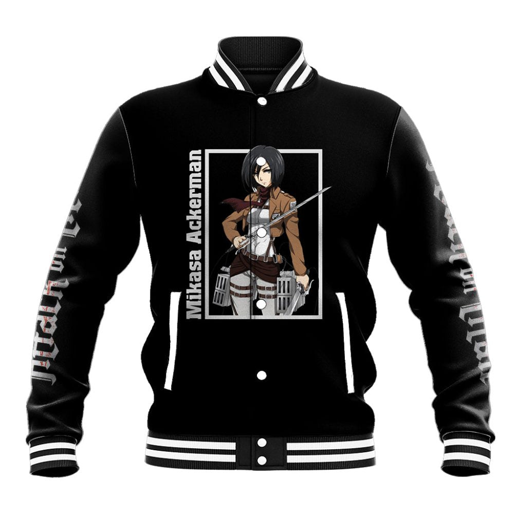 Mikasa Ackerman Baseball Jacket Attack On Tittan Anime Style Ts04