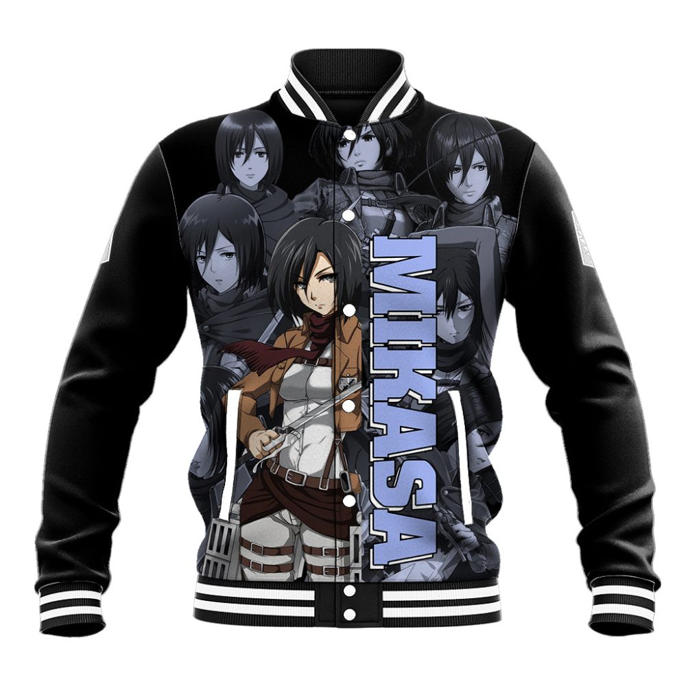 Mikasa Ackerman - Attack On Tittan Baseball Jacket Anime Mix Manga Style Ts04