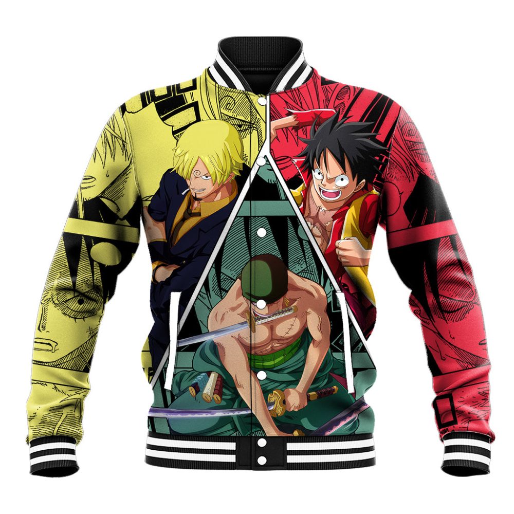 Luffy X Sanji X Zoro - One Piece Baseball Jacket Anime Style Ts04