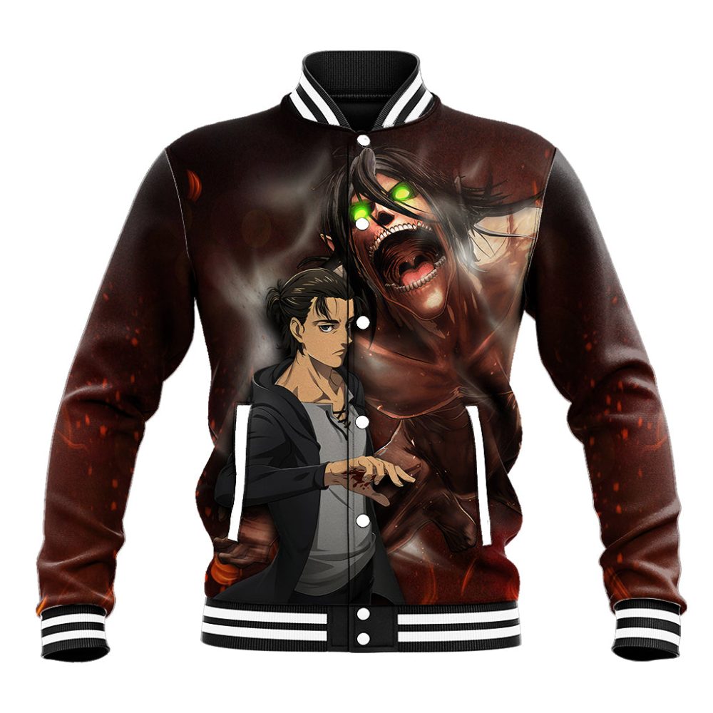 Eren Yeager - Aot Final Season Anime Baseball Jacket Attack On Titan Ts04