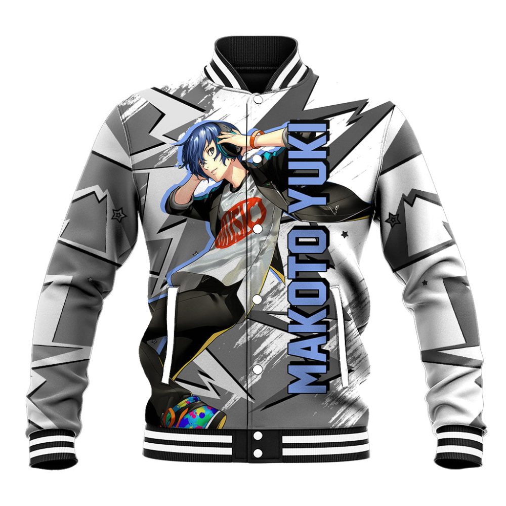 Makoto Yuki Baseball Jacket Anime Mix Polygon Cyber Style Ts04