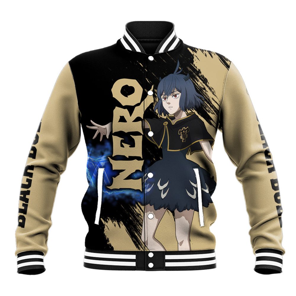 Black Bull Nero Baseball Jacket Black Clover Anime Ts04