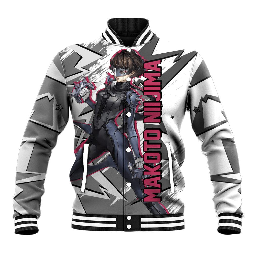 Makoto Niijima Persona Baseball Jacket Anime Mix Polygon Cyber Style Ts04