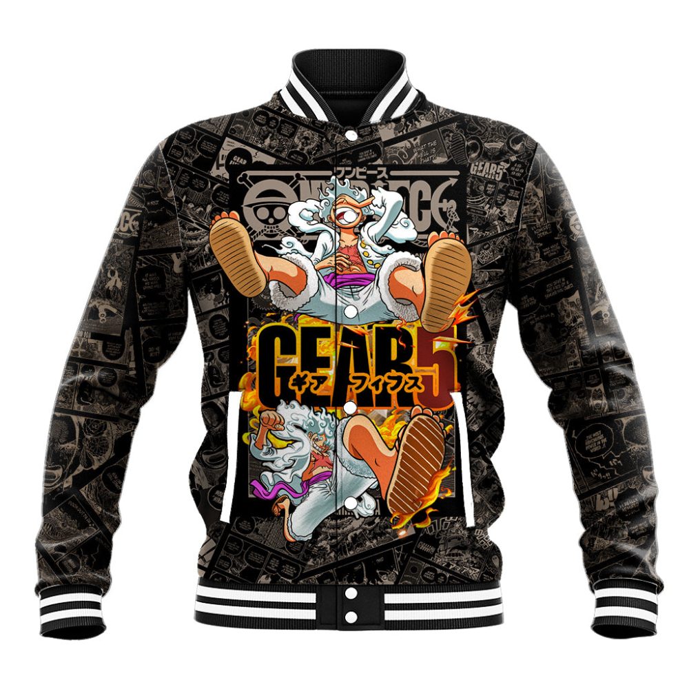 Luffy Gear 5 - One Piece Baseball Jacket Anime Mix Manga Style Ts04