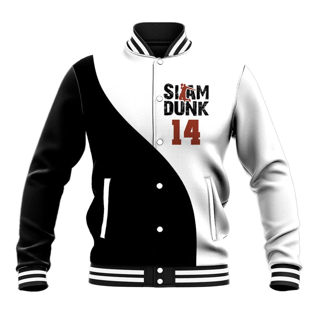 Hisashi Mitsui Number 14 - Slam Dunk Baseball Jacket Anime Mix Black And White Style Ts04