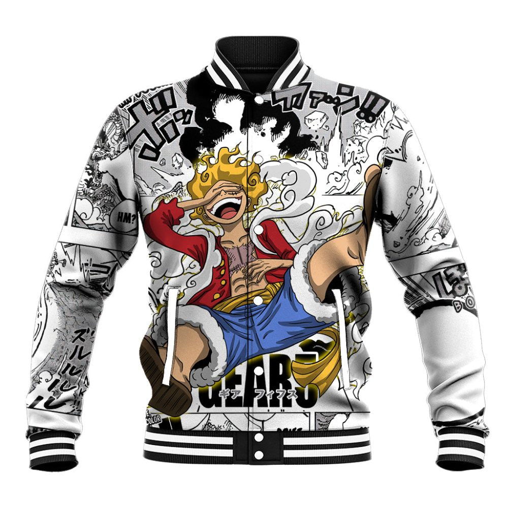 Luffy Gear 5 Awakening - One Piece Anime Mixed Manga Baseball Jacket Ts04