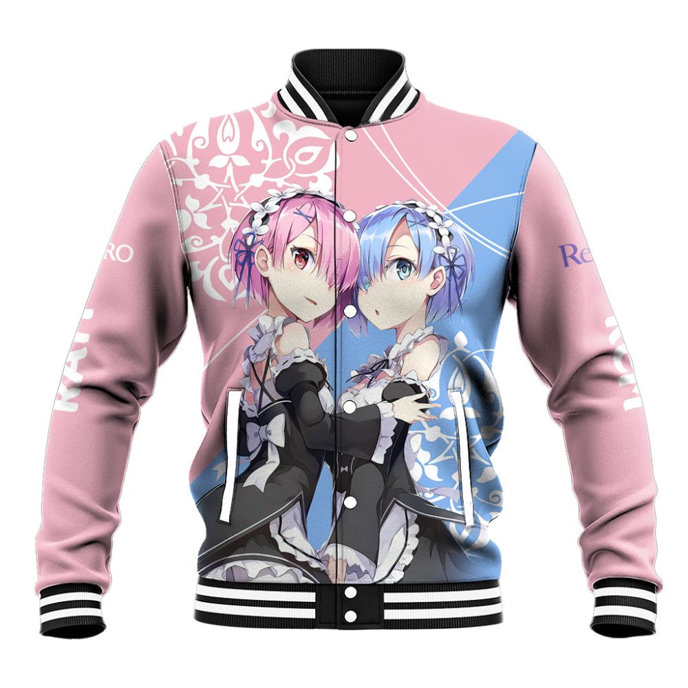 Rem &amp; Ram Baseball Jacket Re Zero Ts04