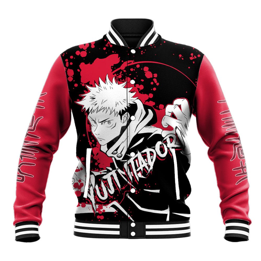 Yuji Itadori Jujutsu Kaisen Baseball Jacket Manga Style Art Ts04