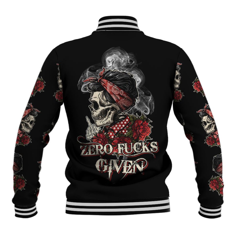 Skl Rose - Zero Fck Given Baseball Jacket Ts04