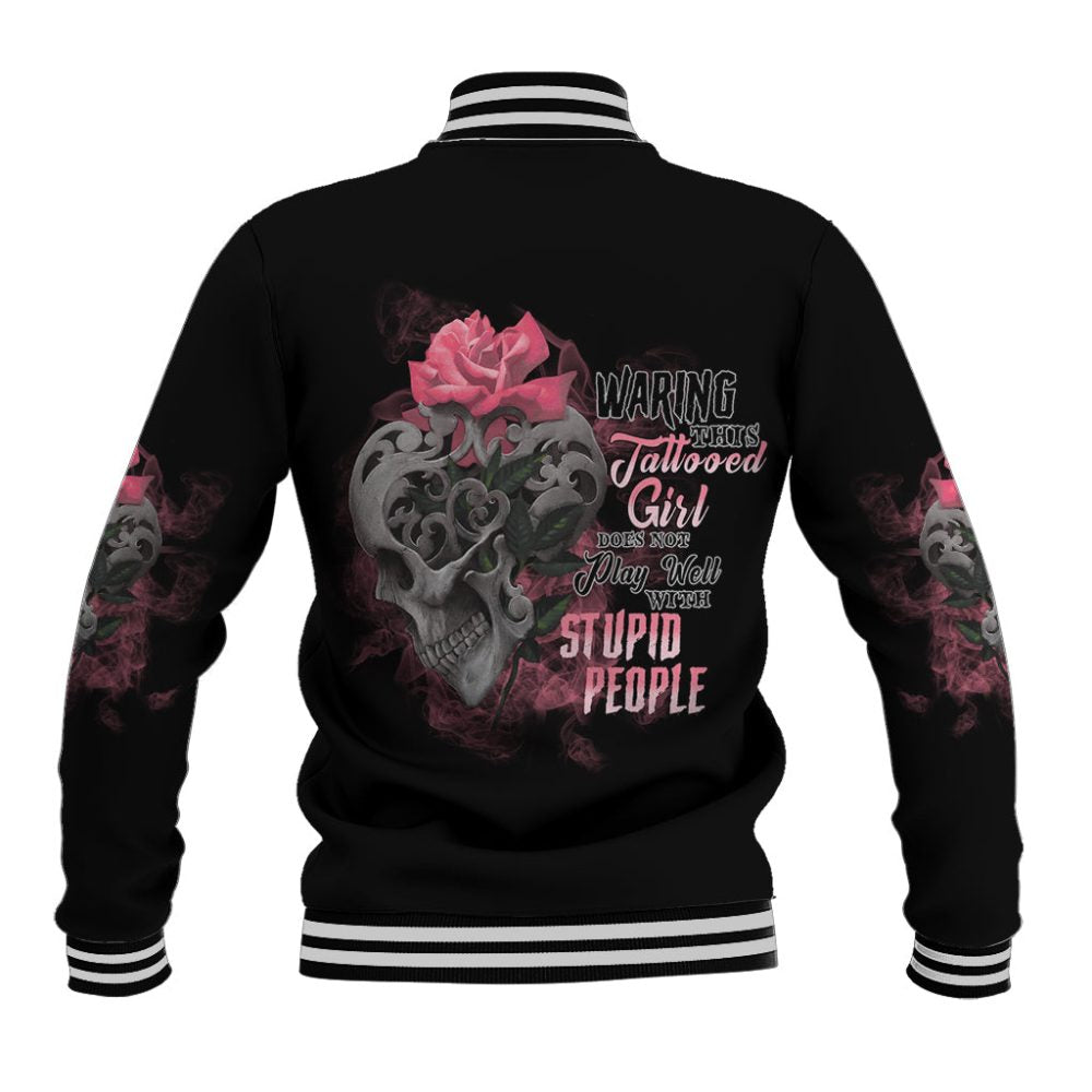 Warning This Tattooed Girl Baseball Jacket Ts04