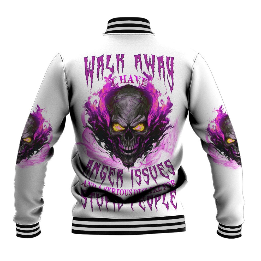 Walk Away Fire Eyes Skull Baseball Jacket Ts04