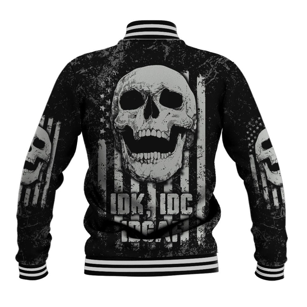 Idgaf Flag Skull Baseball Jacket Ts04