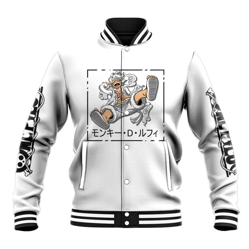 Luffy Gear 5 White Hair One Piece Streetstyle Baseball Jacket Ts04