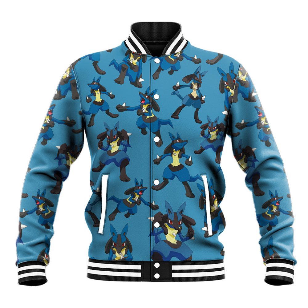 Lucario Pattern Style Baseball Jacket Ts04