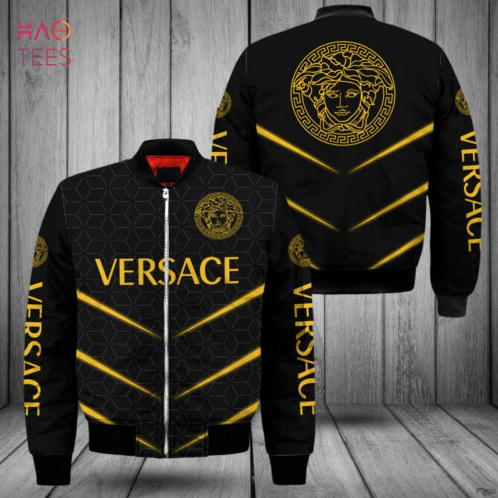 Stylish Black &amp; Gold Designer Bomber Jacket - Trendy Fashion Outerwear